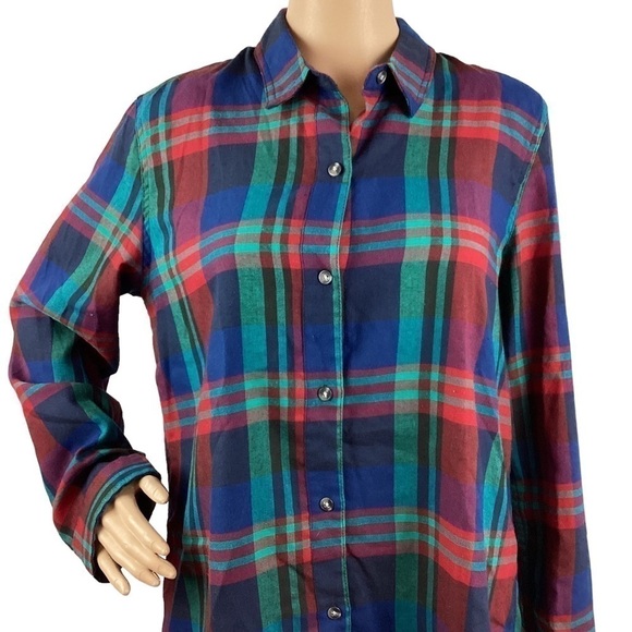 Marine Layer Button Down Top Size L Blue Plaid Long Sleeve - Picture 2 of 7